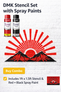 DMK Rising Sun Symbol Spray Stencil Kit (1 ft × 1.5 ft) + Red & Black Spray Paint Combo