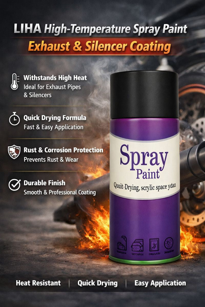 LIHA High-Temperature Spray Paint for Bike Exhaust & Silencer – Heat Resistant, Quick Dry, Rust Protection, 400ml