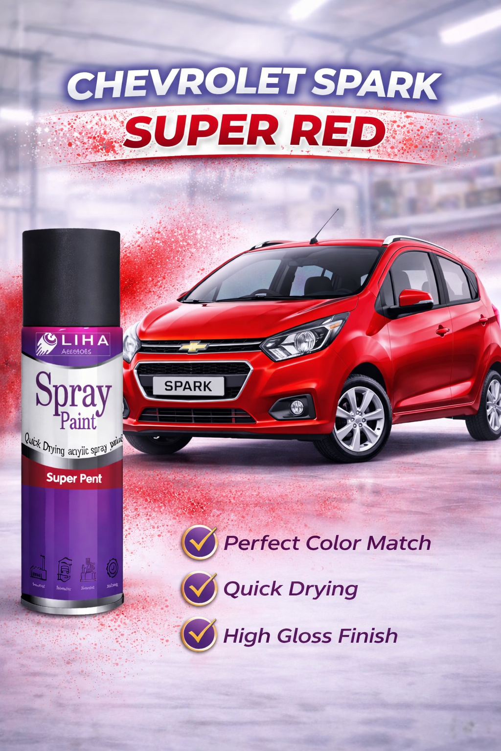 Chevrolet Spark Super Red Car Spray Paint