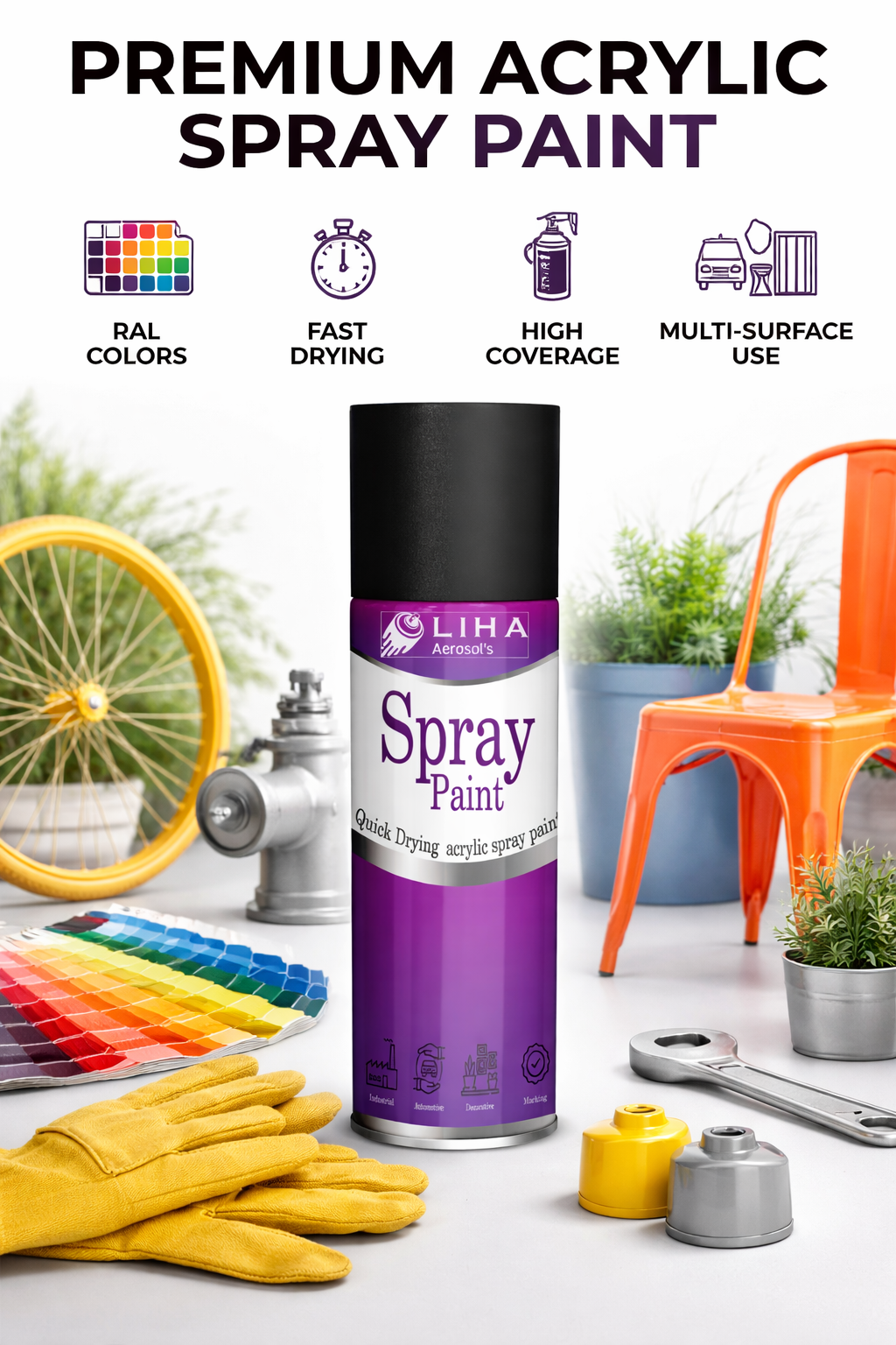 LIHA Red Acrylic Spray Paint – Bold High Gloss Color 400ml