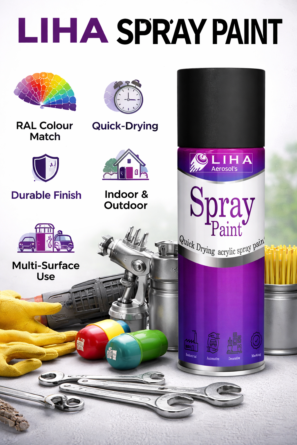 LIHA Red Acrylic Spray Paint – Bold High Gloss Color 400ml