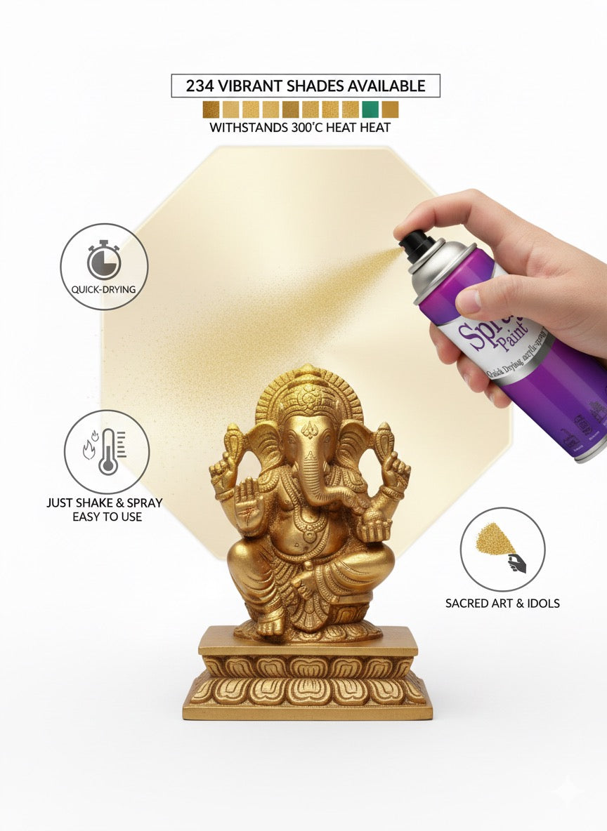 LIHA Gold Metallic Spray Paint – Quick Dry Acrylic Coating for Metal, Wood, Plastic & Automotive Parts (400ml)