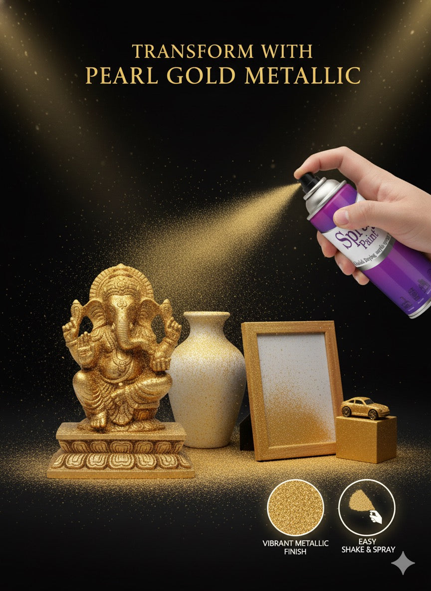LIHA Gold Metallic Spray Paint – Quick Dry Acrylic Coating for Metal, Wood, Plastic & Automotive Parts (400ml)